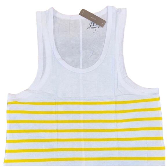 NWT J Crew Women's White & Yellow Stripe Tank - Picture 3 of 9